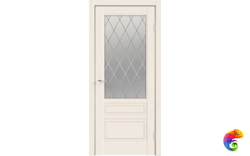 Дверное полотно Эмаль SCANDI 3V 700х2000 цвет Слоновая кость стекло РОМБ Мателюкс Левое/Правое VD1000344