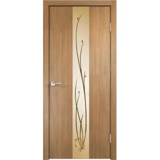 Дверное полотно Экошпон SMART Z2 800х2000 цвет Дуб золотой зеркало Веточки бронза Левое,Правое