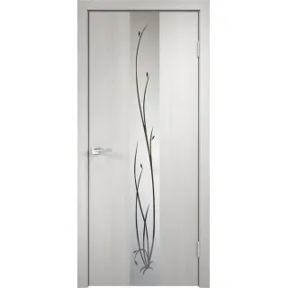 Дверное полотно Экошпон SMART Z2 700х2000 цвет Дуб белый зеркало Веточки Левое/Правое VD021179