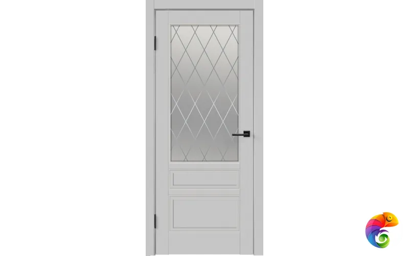 Дверное полотно Эмаль SCANDI 3V 800х2000 цвет Светло-серый стекло РОМБ Мателюкс Левое VD1000279