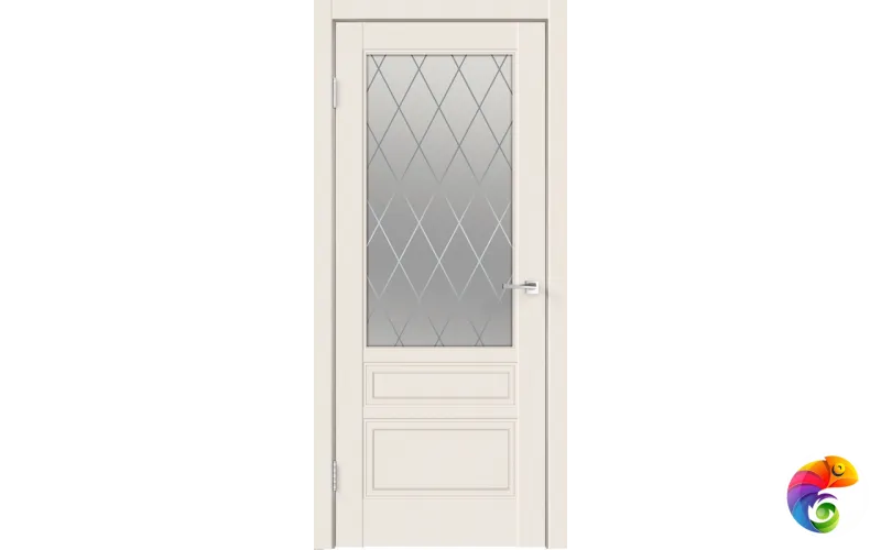 Дверное полотно Эмаль SCANDI 3V 700х2000 цвет Слоновая кость стекло РОМБ Мателюкс Левое/Правое VD1001320