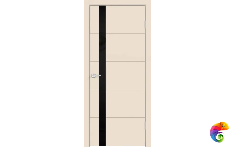 Дверное полотно Эмаль SCANDI F Z1 700х2000 цвет Слоновая кость стекло Лакобель черное Левое/Правое VD1001778