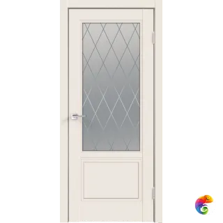 Дверное полотно Эмаль SCANDI 2V 900х2000 цвет Слоновая кость стекло РОМБ Мателюкс Правое VD1000343