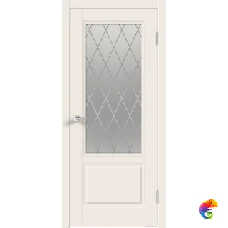Дверное полотно Эмаль SCANDI 2V 800х2000 цвет Слоновая кость стекло РОМБ Мателюкс Левое/Правое VD1001713