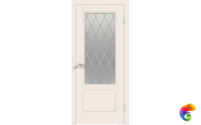 Дверное полотно Эмаль SCANDI 2V 800х2000 цвет Слоновая кость стекло РОМБ Мателюкс Левое/Правое VD1001713