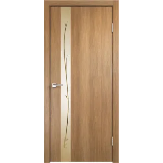 Дверное полотно Экошпон SMART Z1 600х2000 цвет Дуб золотой (арт. 14012) зеркало Веточки бронза Левое/Правое VD025543