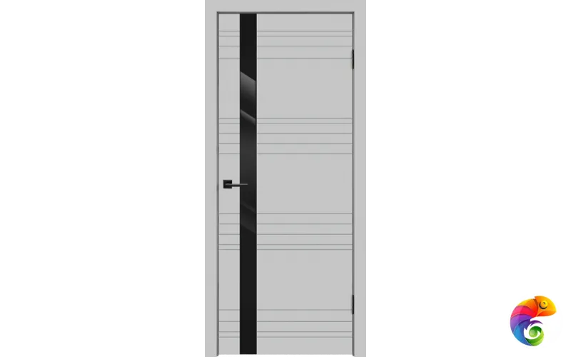 Дверное полотно Эмаль SCANDI N Z1 900х2000 цвет Светло-серый стекло Лакобель черное Левое/Правое VD1000224