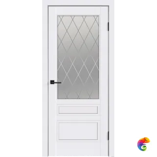 Дверное полотно Эмаль SCANDI 3V 900х2000 цвет Белый стекло РОМБ Мателюкс Правое VD1000292