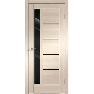 Дверное полотно Экошпон PREMIER 3 700х2000 цвет Ясень Японский стекло Лакобель черное Левое/Правое VD800046