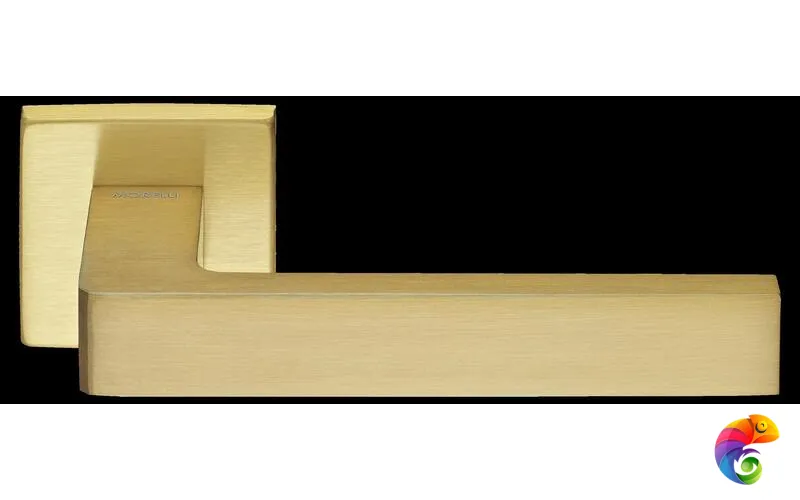 Ручка дверная, с невидимой квадратной розеткой HORIZONT S5 матовое золото  MSK-9013113