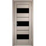 Дверное полотно Экошпон DUPLEX 12 600х2000 цвет Капучино стекло Лакобель черное Левое/Правое VD011818