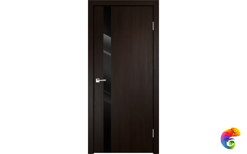 Дверное полотно Экошпон SMART Z1 600х2000 цвет Венге стекло Лакобель черное Левое/Правое VD020962
