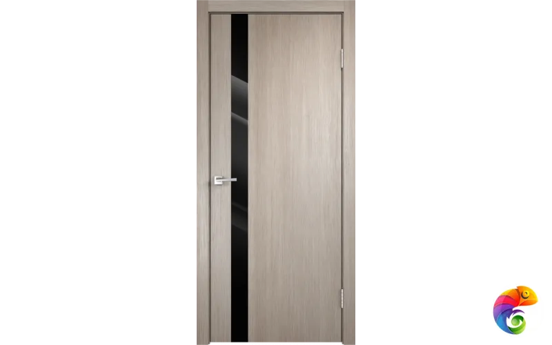 Дверное полотно Экошпон SMART Z1 900х2000 цвет Капучино стекло Лакобель черное Левое/Правое VD020977