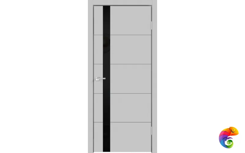 Дверное полотно Эмаль SCANDI F Z1 700х2000 цвет Светло-серый стекло Лакобель черное Левое/Правое VD1000169