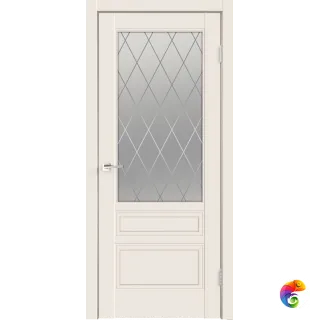 Дверное полотно Эмаль SCANDI 3V 900х2000 цвет Слоновая кость стекло РОМБ Мателюкс Правое VD1000391