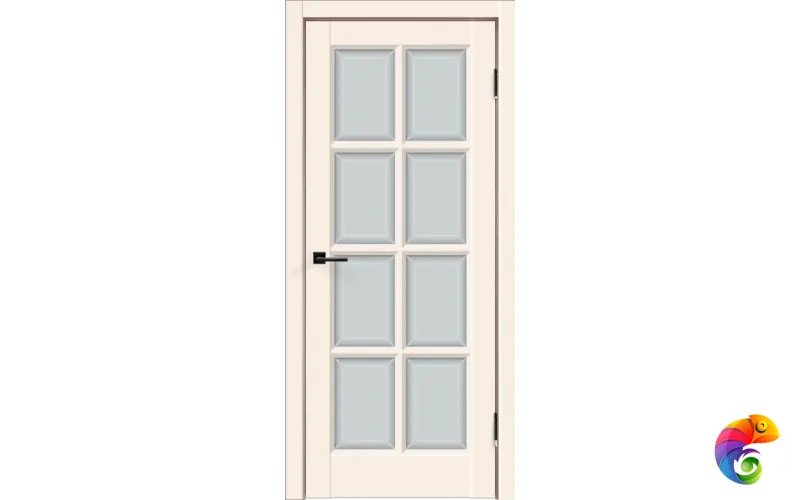 Дверное полотно Эмаль SCANDI 4V 700х2000 цвет Слоновая кость стекло Мателюкс, Английская решетка Левое/Правое VD1002035