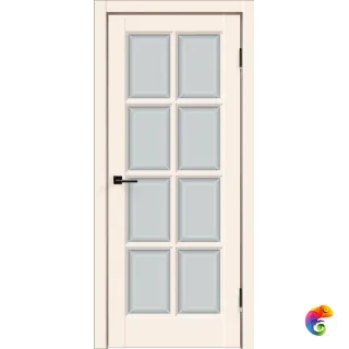 Дверное полотно Эмаль SCANDI 4V 600х2000 цвет Слоновая кость стекло Мателюкс, Английская решетка Левое/Правое VD1002036