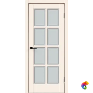 Дверное полотно Эмаль SCANDI 4V 900х2000 цвет Слоновая кость стекло Мателюкс, Английская решетка Левое VD1002294