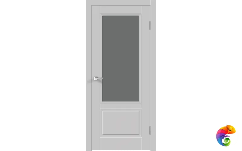 Дверное полотно Эмаль SCANDI 2V 800х2000 цвет Светло-серый стекло Мателюкс Графит Правое VD1003297