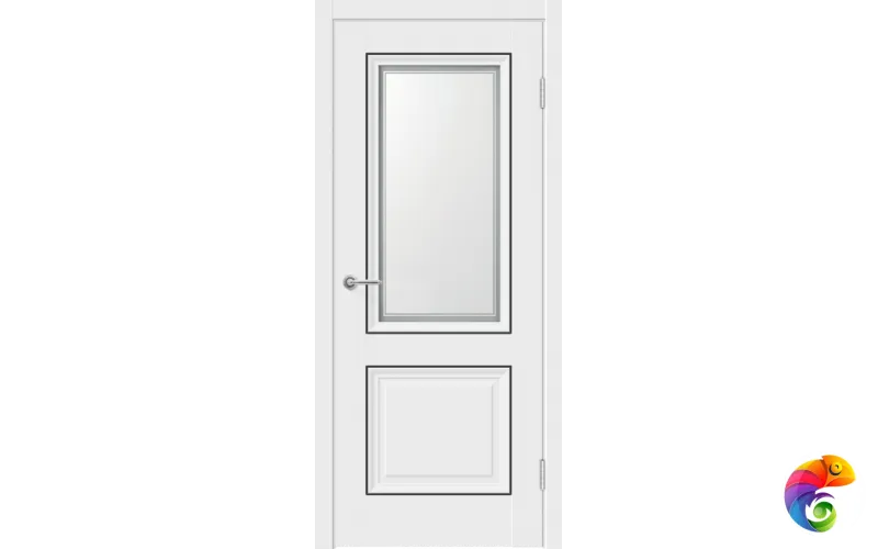 Дверное полотно Экошпон ALTO 30M 2V 700х2000 цвет Белый Эмалит стекло Мателюкс, контур №1 Левое/Правое VD813303