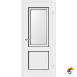 Дверное полотно Экошпон ALTO 30M 2V 900х2000 цвет Белый Эмалит стекло Мателюкс, контур №1 Левое/Правое VD813305