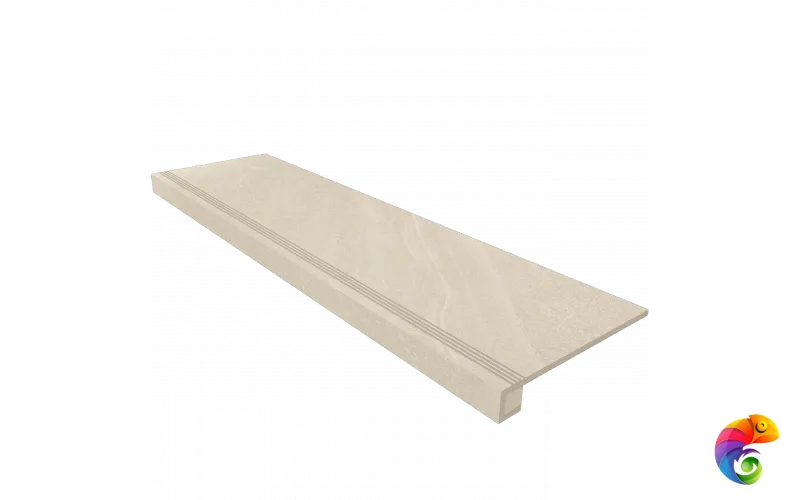 Комплект (Ступень GB01 (33x120) непол. (прямоугол. бортик) с насечками + Подступенок (14,5x120))