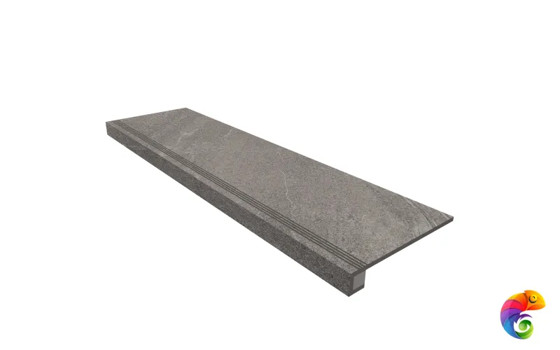 Комплект (Ступень GB02 (33x120) непол. (прямоугол. бортик) с насечками + Подступенок (14,5x120))