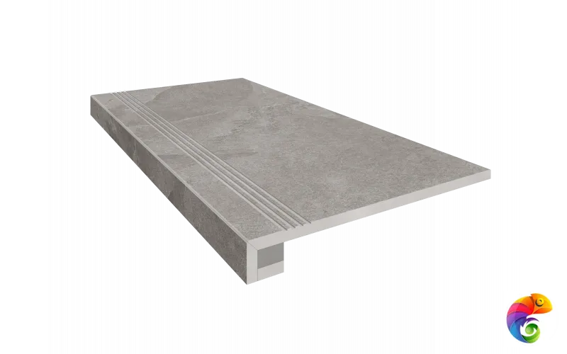 Комплект (Ступень TE02 (33x120) непол. (прямоугол. бортик) с насечками + Подступенок (14,5x120))
