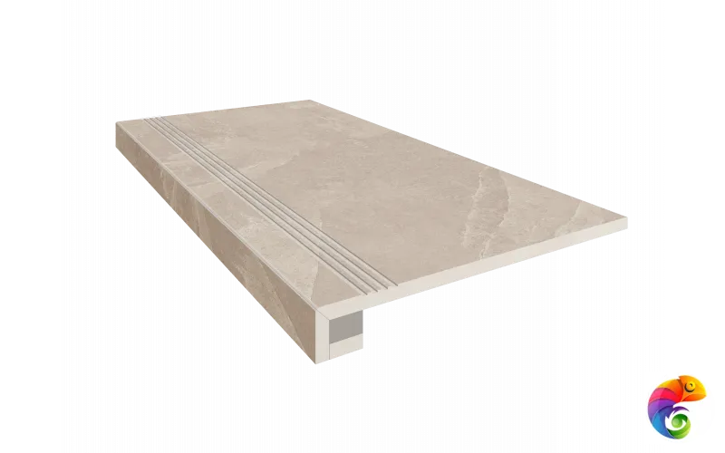 Комплект (Ступень TE01 (33x120) непол. (прямоугол. бортик) с насечками + Подступенок (14,5x120))