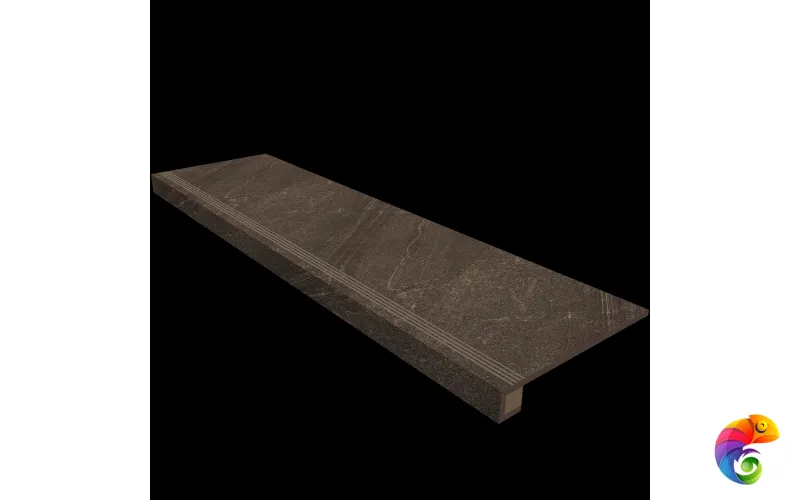 Комплект (Ступень GB04 (33x120) непол. (прямоугол. бортик) с насечками + Подступенок (14,5x120))