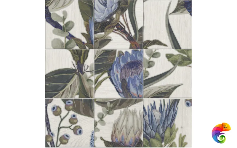 Decor Mural Blu Leaves 20x20