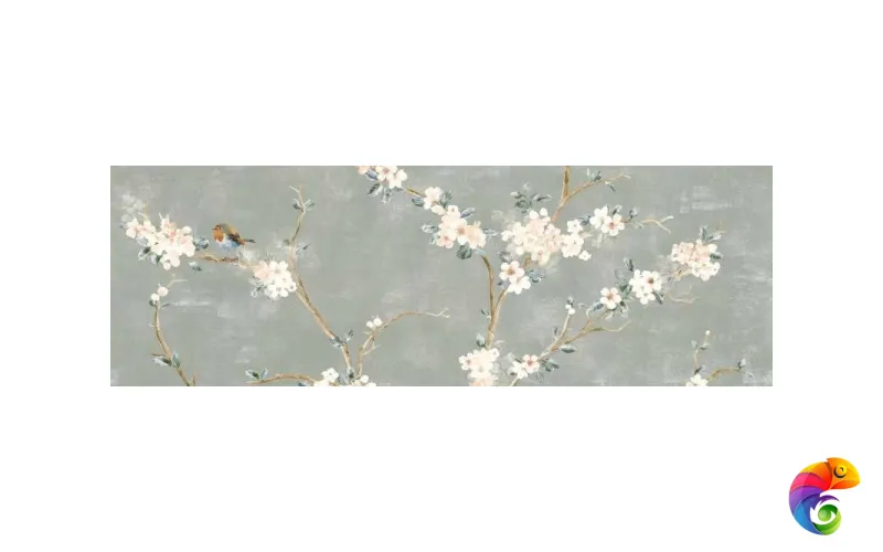 RA1N Mixed Verde Decoro Fiori di Pesco A Rett. 40x120