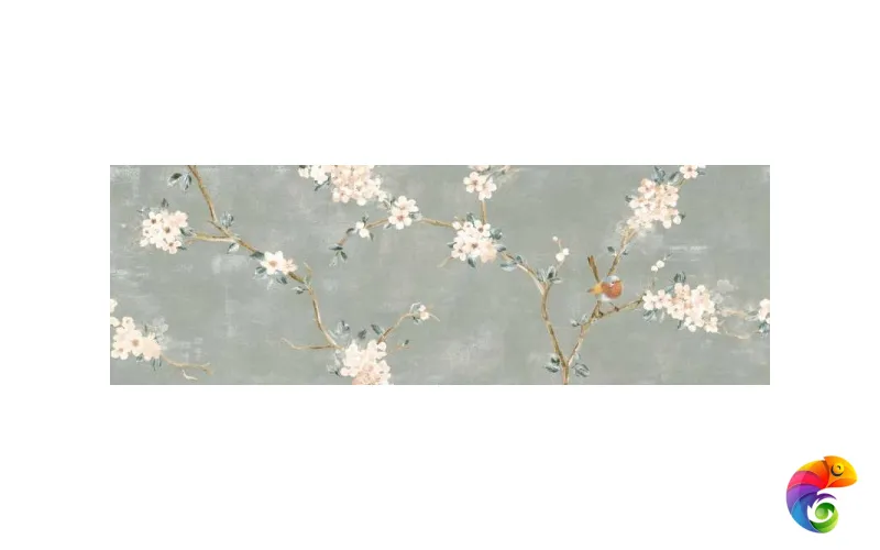 RA1X Mixed Verde Decoro Fiori di Pesco B Rett. 40x120