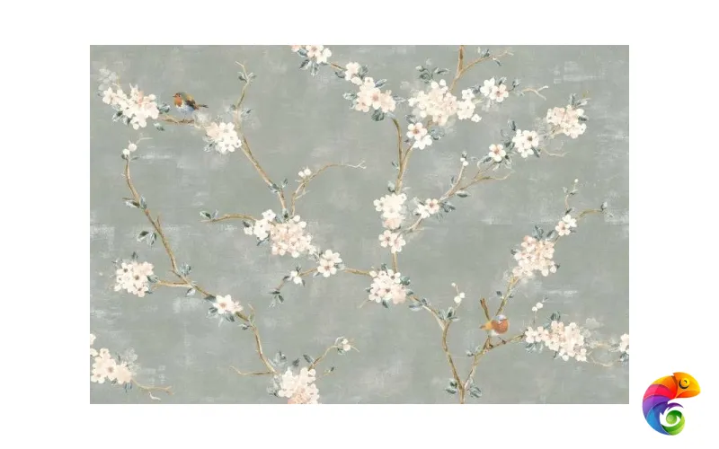 RC5L Mixed Verde Decoro Fiori di Pesco Rett. 40x120 (A+B)