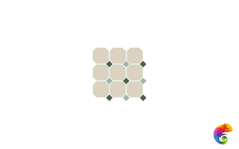 Гранит керамический 4416 OCT18+13-B White OCTAGON 16/Green 18 + Turquoise 13 Dots 30x30 см OCT16 DOT18/13-B