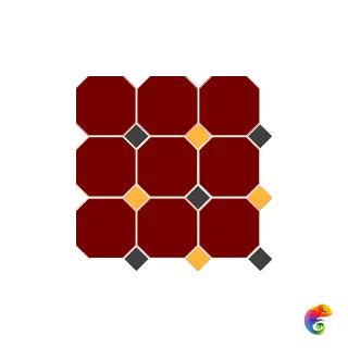 Гранит керамический 4420 OCT14+21-A Brick Red OCTAGON 20/Black 14 + Ochre Yellow 21 Dots 30x30 см OCT20 DOT14/21-A