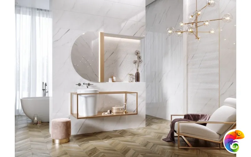 Плитка Meissen Carrara Chic рельеф шеврон белый 29х89 O-CCH-WTA052