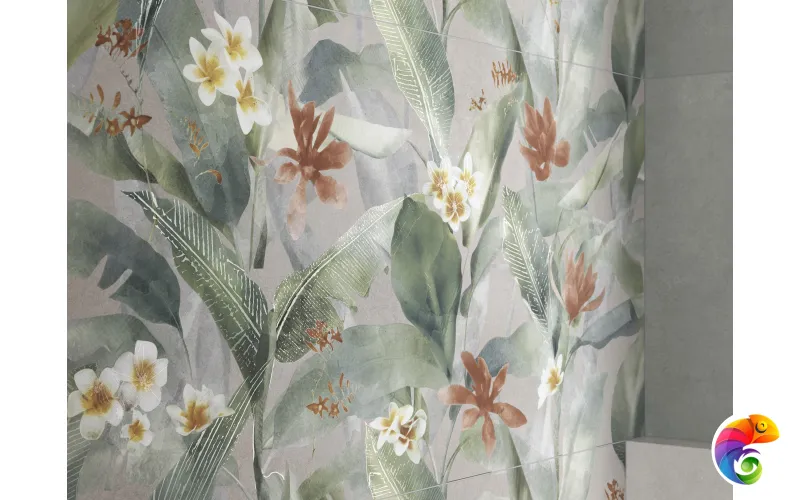 Керамогранит Meissen Floresta 17552 цветы серый ректификат 60x120 17552