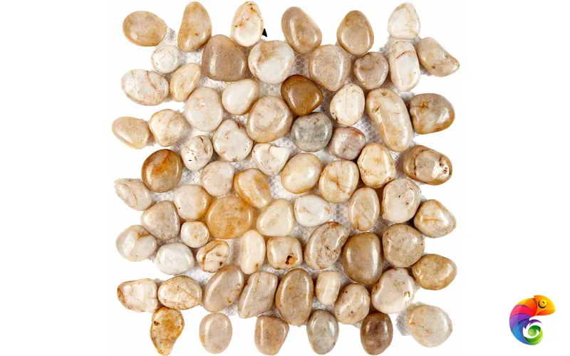 PIX267 из гальки White stone, чип произвольный, сетка 305х305 мм Pixmosaic