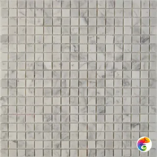 PIX 241 Bianco carrara, чип 15x15 мм, сетка 305х305x4 мм, Полированная