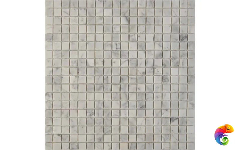 PIX 241 Bianco carrara, чип 15x15 мм, сетка 305х305x4 мм, Полированная Pixmosaic