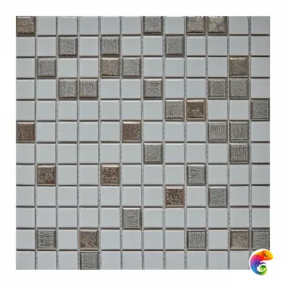 Вывод из ассортимента PIX647 из керамогранита, чип 25х25 мм, сетка 315х315х5 мм
