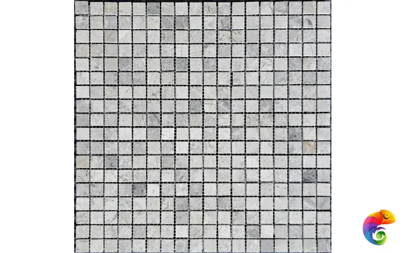 PIX 328 Tundra Grey, чип 15х15 мм, сетка 305х305х4 мм, Полированная Pixmosaic