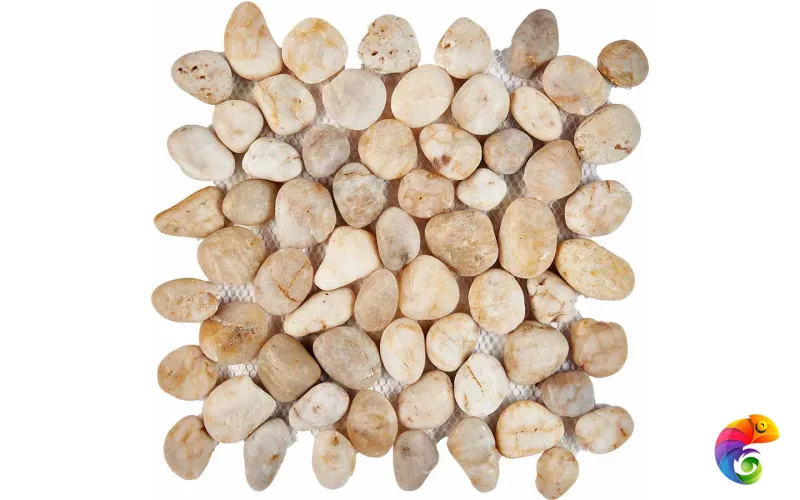 PIX265 из гальки Bianco Natura stone, чип произвольный, сетка 305х305 мм Pixmosaic