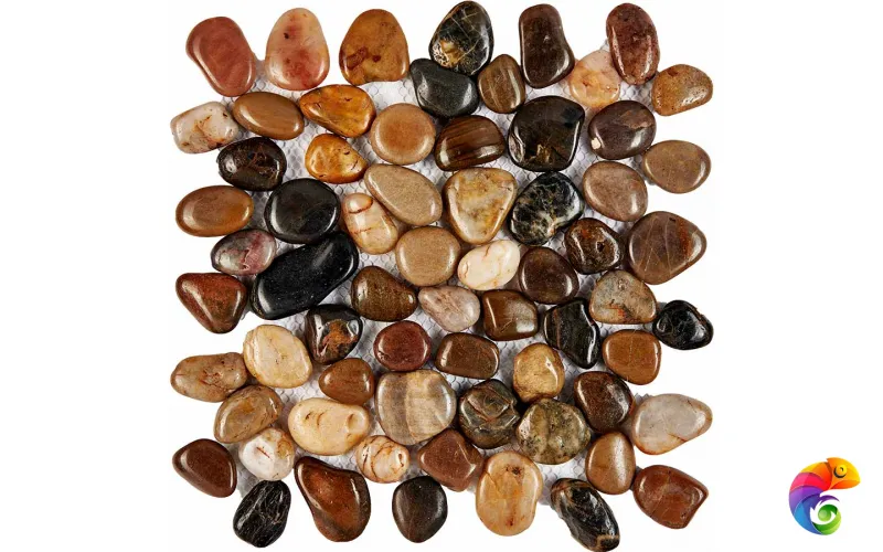 PIX266 из гальки MIX stone, чип произвольный, сетка 305х305 мм Pixmosaic