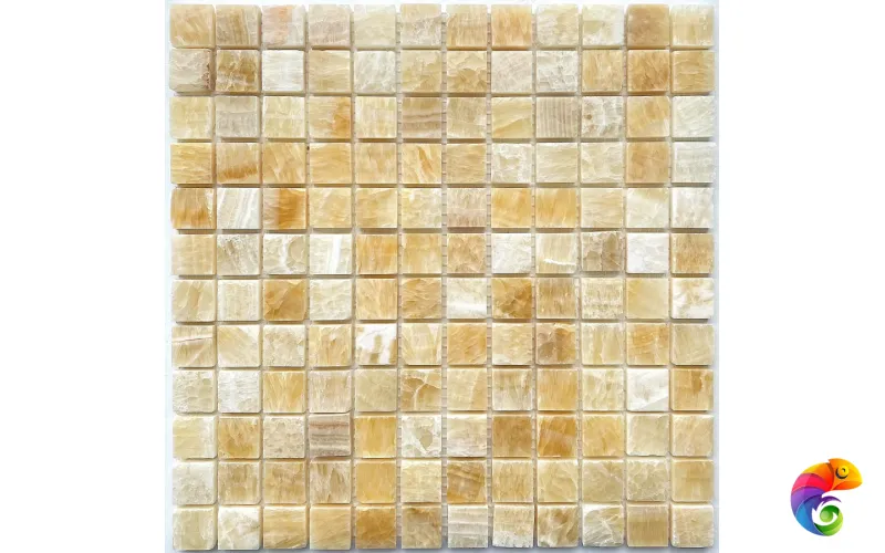PIX 306 Honey onyx, чип 23x23 мм, сетка 305х305x8 мм, Полированная Pixmosaic