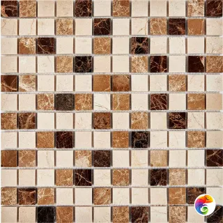 PIX 269 Emperador Dark, light, Crema Nova, чип 23x23 мм, сетка 305х305x6 мм, Полированная