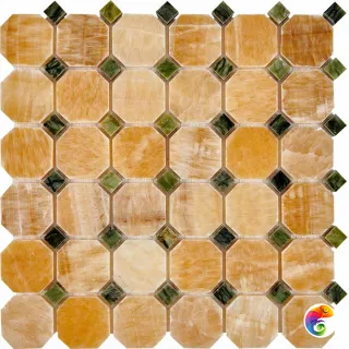 PIX 210  Honey onyx, Dondong, чип 48x48 мм, сетка 305х305x8 мм, Полированная