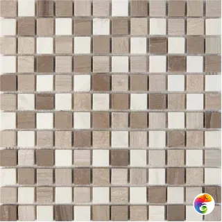 PIX 279 White Wooden, Dolomiti Bianco, Athens  Grey, чип 23x23 мм, сетка 305х305x6 мм, Матовая