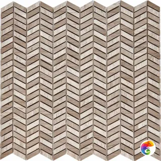PIX 288 Shevron White Wooden, Athens Grey, чип 27x10 мм, сетка 298х307x8 мм, Полированная